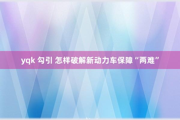 yqk 勾引 怎样破解新动力车保障“两难”