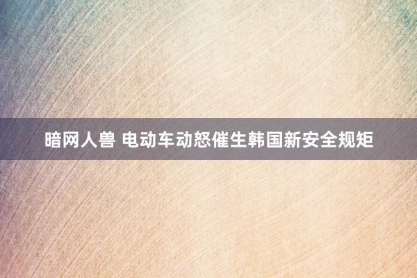 暗网人兽 电动车动怒催生韩国新安全规矩