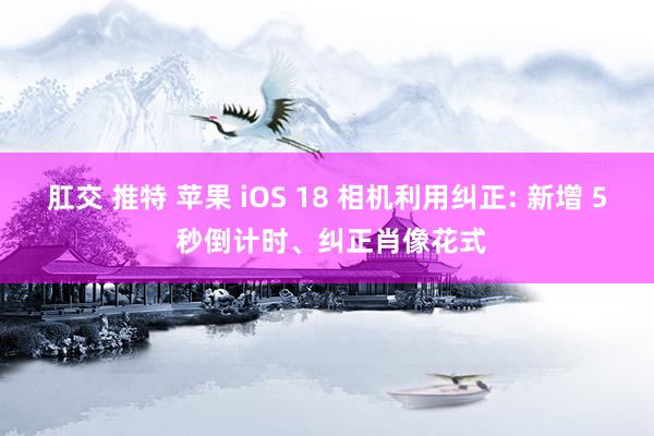 肛交 推特 苹果 iOS 18 相机利用纠正: 新增 5 秒倒计时、纠正肖像花式