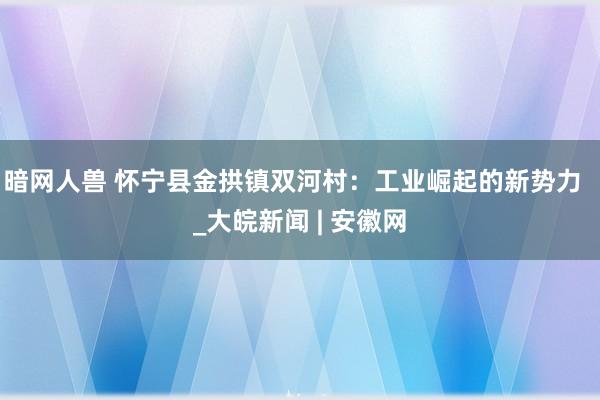 暗网人兽 怀宁县金拱镇双河村：工业崛起的新势力  _大皖新闻 | 安徽网