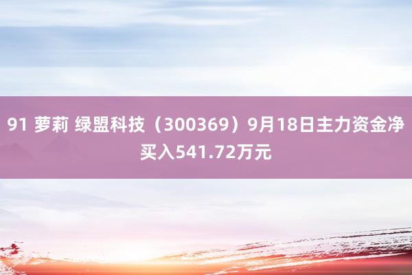 91 萝莉 绿盟科技（300369）9月18日主力资金净买入541.72万元