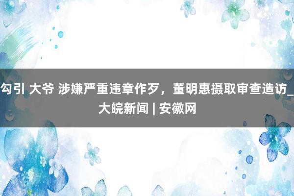 勾引 大爷 涉嫌严重违章作歹，董明惠摄取审查造访_大皖新闻 | 安徽网