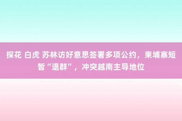 探花 白虎 苏林访好意思签署多项公约，柬埔寨短暂“退群”，冲突越南主导地位