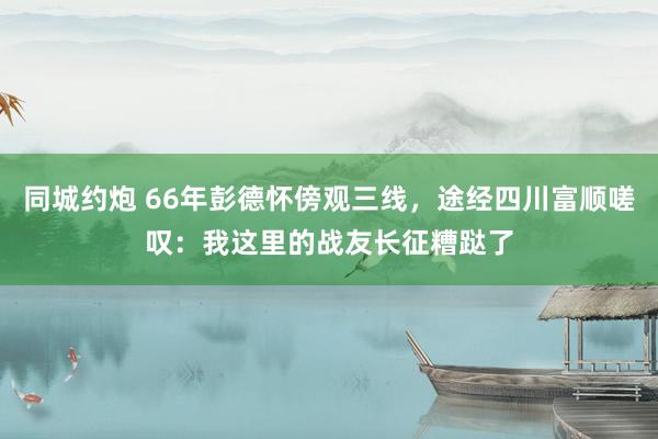 同城约炮 66年彭德怀傍观三线，途经四川富顺嗟叹：我这里的战友长征糟跶了