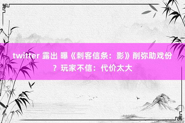 twitter 露出 曝《刺客信条：影》削弥助戏份？玩家不信：代价太大