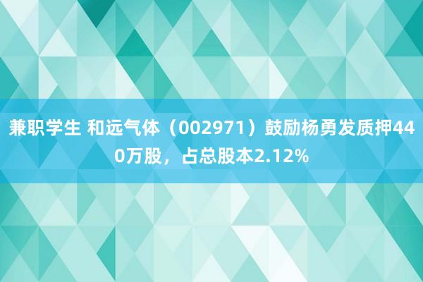 兼职学生 和远气体（002971）鼓励杨勇发质押440万股，占总股本2.12%