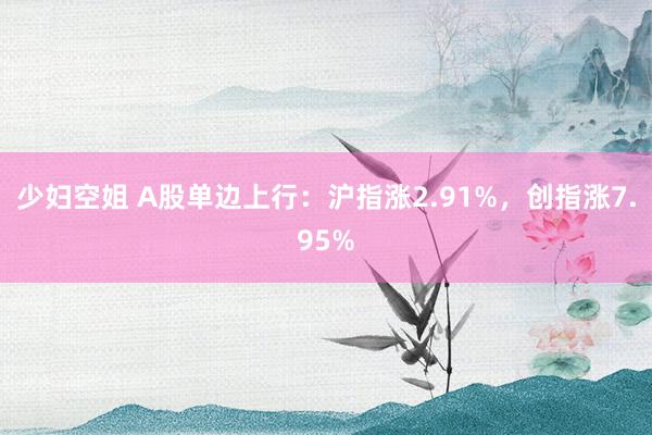 少妇空姐 A股单边上行：沪指涨2.91%，创指涨7.95%