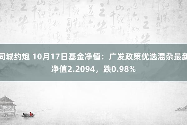 同城约炮 10月17日基金净值：广发政策优选混杂最新净值2.2094，跌0.98%