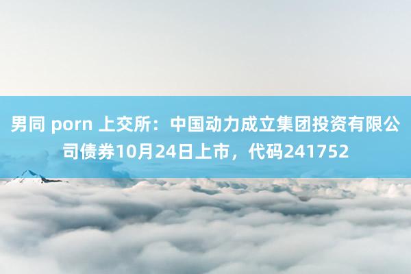 男同 porn 上交所：中国动力成立集团投资有限公司债券10月24日上市，代码241752