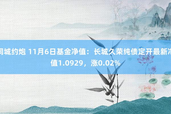 同城约炮 11月6日基金净值：长城久荣纯债定开最新净值1.0929，涨0.02%