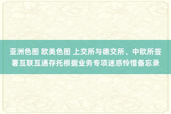 亚洲色图 欧美色图 上交所与德交所、中欧所签署互联互通存托根据业务专项迷惑怜惜备忘录