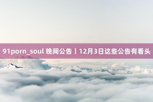 91porn_soul 晚间公告丨12月3日这些公告有看头