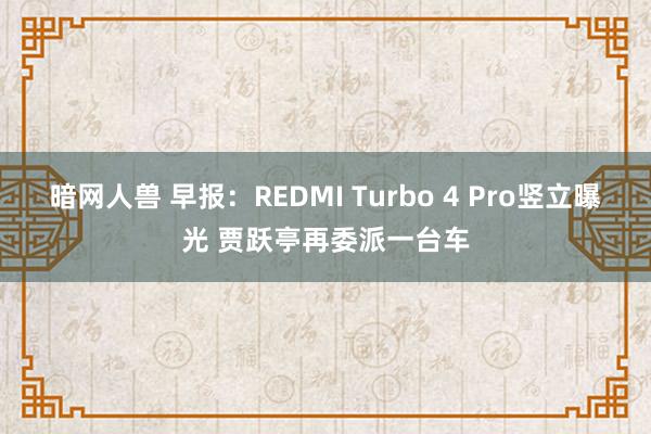 暗网人兽 早报：REDMI Turbo 4 Pro竖立曝光 贾跃亭再委派一台车