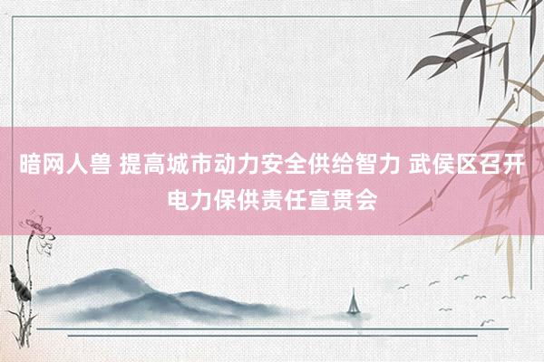 暗网人兽 提高城市动力安全供给智力 武侯区召开电力保供责任宣贯会